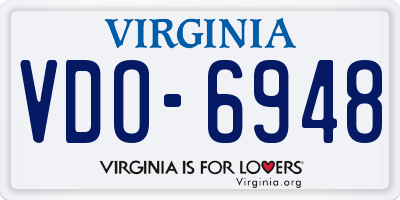 VA license plate VDO6948