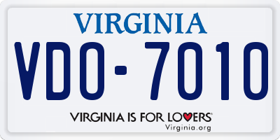 VA license plate VDO7010
