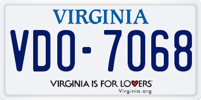 VA license plate VDO7068