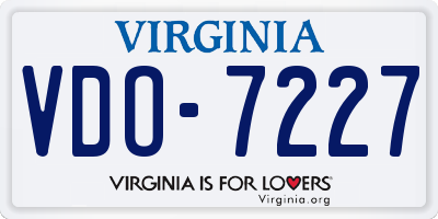 VA license plate VDO7227