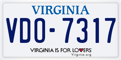 VA license plate VDO7317