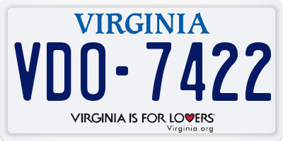 VA license plate VDO7422
