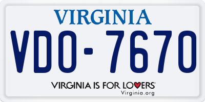 VA license plate VDO7670