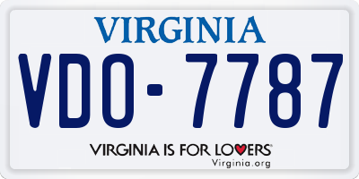 VA license plate VDO7787