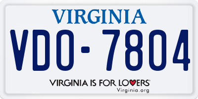 VA license plate VDO7804