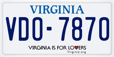 VA license plate VDO7870