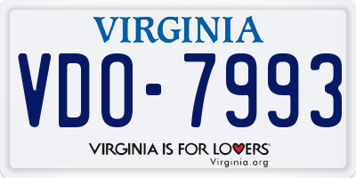 VA license plate VDO7993