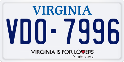 VA license plate VDO7996