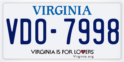 VA license plate VDO7998