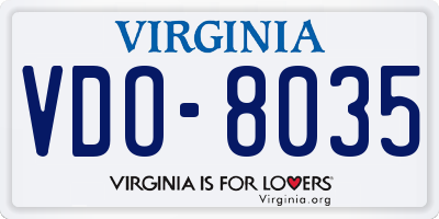 VA license plate VDO8035