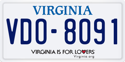 VA license plate VDO8091