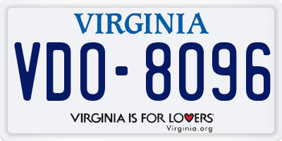 VA license plate VDO8096