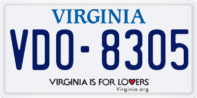 VA license plate VDO8305