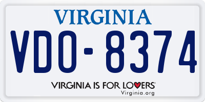 VA license plate VDO8374