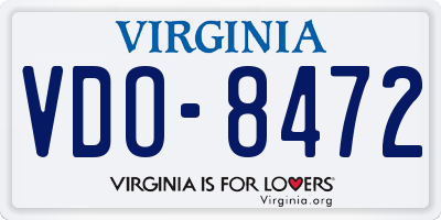 VA license plate VDO8472