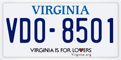 VA license plate VDO8501