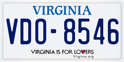 VA license plate VDO8546