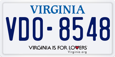 VA license plate VDO8548