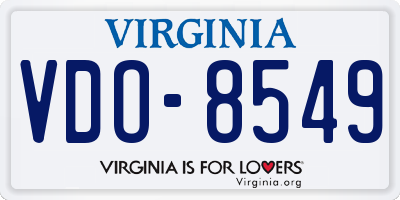 VA license plate VDO8549