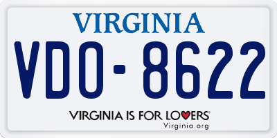 VA license plate VDO8622