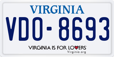VA license plate VDO8693