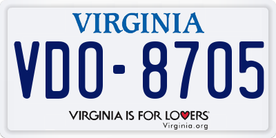 VA license plate VDO8705