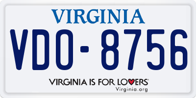 VA license plate VDO8756