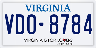 VA license plate VDO8784
