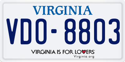 VA license plate VDO8803