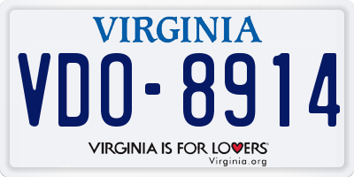 VA license plate VDO8914