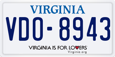 VA license plate VDO8943