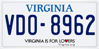 VA license plate VDO8962
