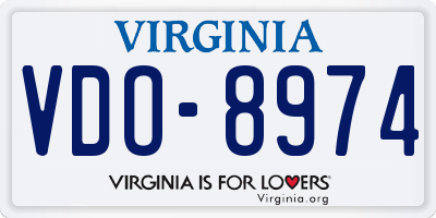 VA license plate VDO8974
