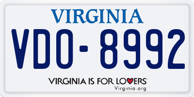 VA license plate VDO8992