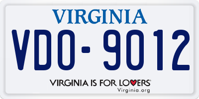 VA license plate VDO9012