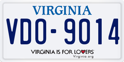 VA license plate VDO9014