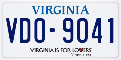 VA license plate VDO9041