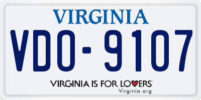 VA license plate VDO9107