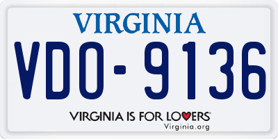 VA license plate VDO9136