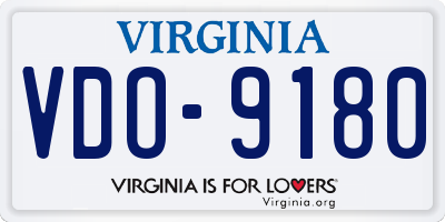VA license plate VDO9180