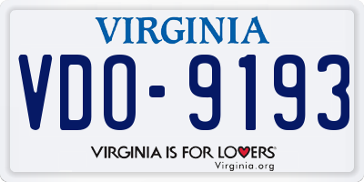 VA license plate VDO9193