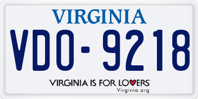 VA license plate VDO9218