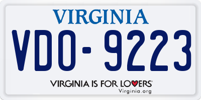 VA license plate VDO9223