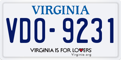 VA license plate VDO9231
