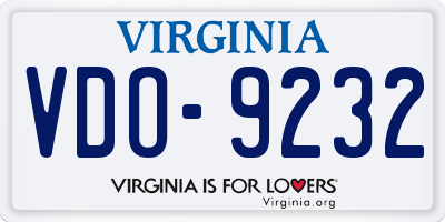 VA license plate VDO9232