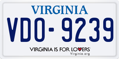 VA license plate VDO9239