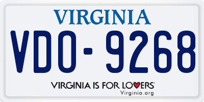 VA license plate VDO9268