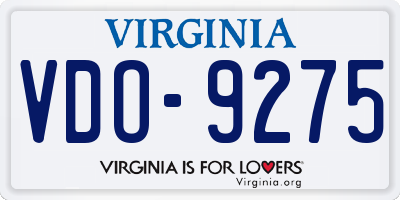 VA license plate VDO9275