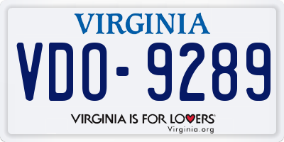 VA license plate VDO9289