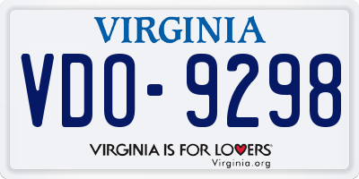 VA license plate VDO9298
